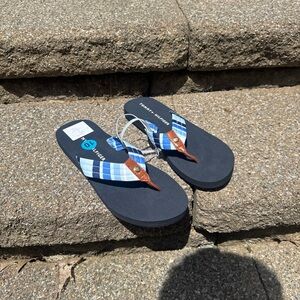 Blue and White Striped Flip Flops Tommy Hilfiger size 10